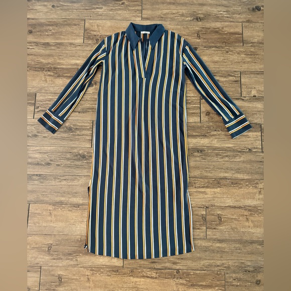 Zara Dresses & Skirts - Zara polo vertical stripe long sleeve dress pique M